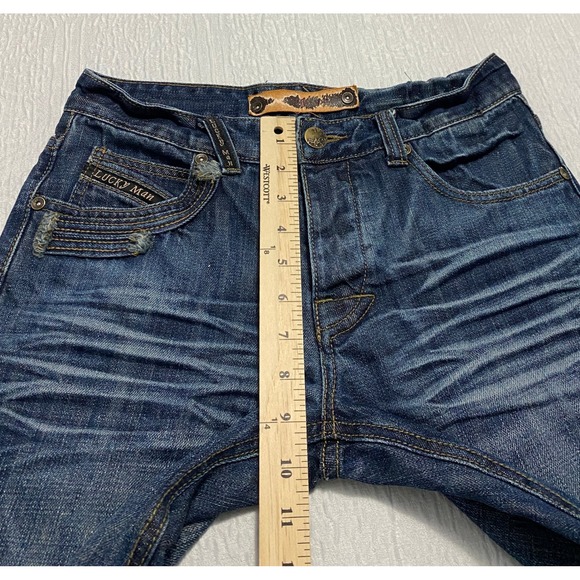Vintage Lucky Man Collection Jeans 30×32 Button Fly‎ Whiskers Distressed Detail - Picture 9 of 11